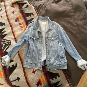 Distressed jean jacket